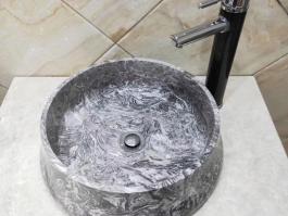 Grey marble round wash sink
