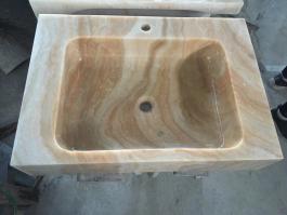 Yellow wooden marble square basin