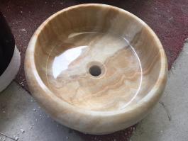 Yellow Wooden marble round wash basin