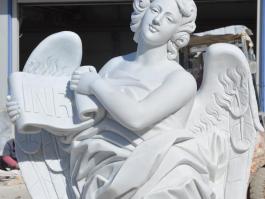 White marble angel stone statue