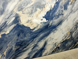 Blue marble vein sintered stone slab