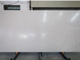 White marble vein quartz slab