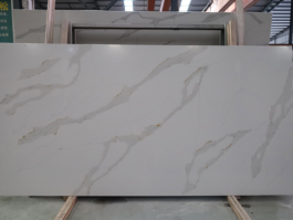 White marble look quartz stone slab