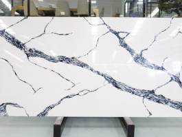 White marble look quartz stone slab