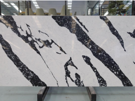 White marble look quartz stone slab