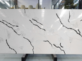 White marble look quartz stone slab