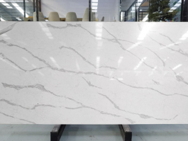 White marble look quartz stone slab