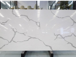 White marble look quartz stone slab