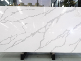 White marble look quartz stone slab
